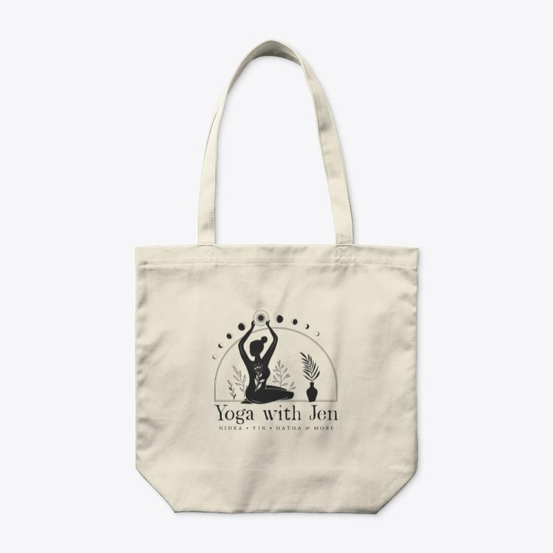 Yoga with Jen: Tote Black Text